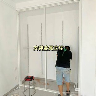 热销铝合金金属衣柜立柱 平开门衣柜80x25矩形铝合金方管门框框架