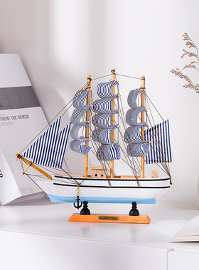 热销一帆风顺帆船模型摆件办公室客厅家居酒柜装饰品桌面毕业小礼