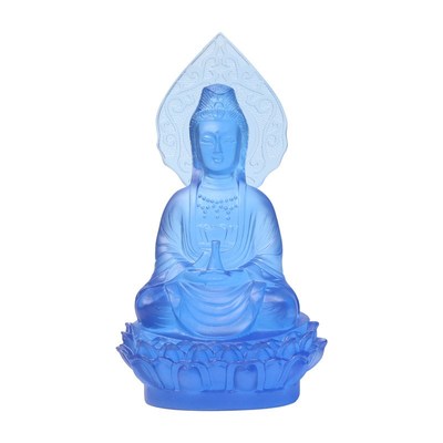 热销琉璃光观世音菩萨佛像莲花底座家用供奉客厅玄关镇宅佛堂装饰