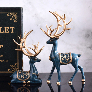 创意家居房间麋鹿摆设结婚小 饰品摆件欧式 热销美式 客厅玄关酒柜装