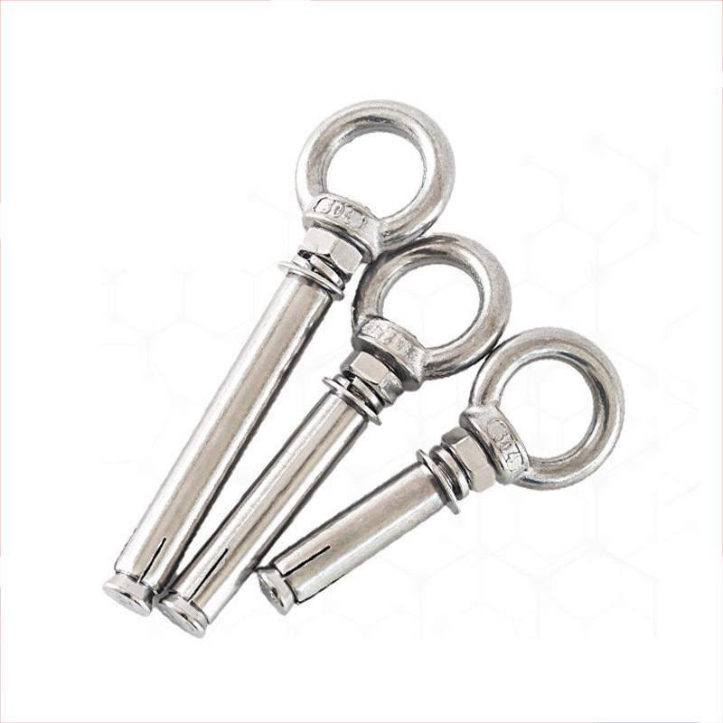 304不锈钢吊环膨胀螺丝挂钩 带圈吊钩螺栓加长拉爆M6M8M10M12M16