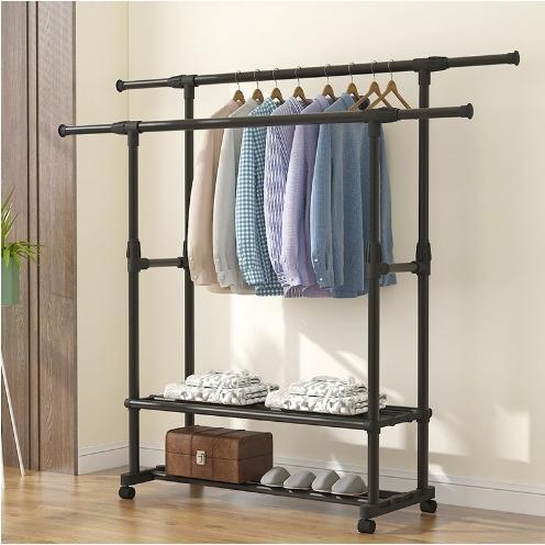 移动衣架晾衣架落地伸缩折叠可移动简易式凉衣服架子阳台挂晒衣架