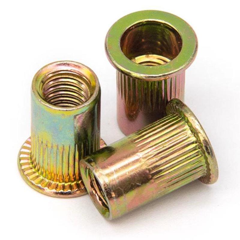 镀彩锌平头拉铆螺母竖纹拉卯螺丝帽铆螺母M3M4M5M6M8M10M12