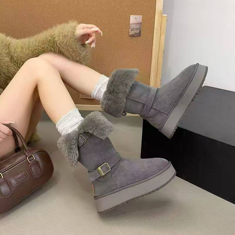 【维也娜老赵专享】LL6855冬季高定新款加厚绒二穿保暖时尚雪地靴