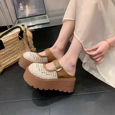 【维也娜老赵专享】LL806高定厚底编织透气包头拖鞋