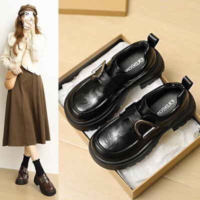 ZZY8261新款真皮厚底边扣四季百搭乐福鞋