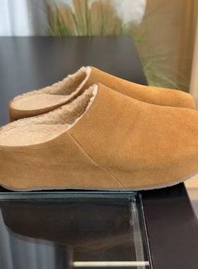 【维也娜老赵专享】AAL1726-1高定加绒厚底勃肯包头拖鞋