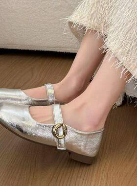 【维也娜老赵专享】LL5511新款方头平底玛丽珍单鞋