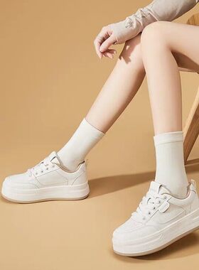 【维也娜老赵专享】ADD187新款高定真皮厚底系带百搭小白鞋