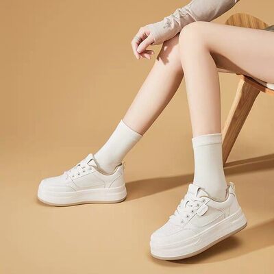 【维也娜老赵专享】ADD187新款高定真皮厚底系带百搭小白鞋