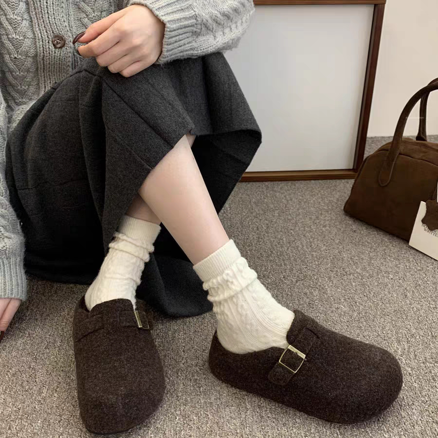 【维也娜老赵专享】BLZ112320-2冬季新款毛呢包头拖鞋,女鞋,勃肯鞋/软木鞋,淘宝优惠券,粉丝福利购,淘宝优惠卷