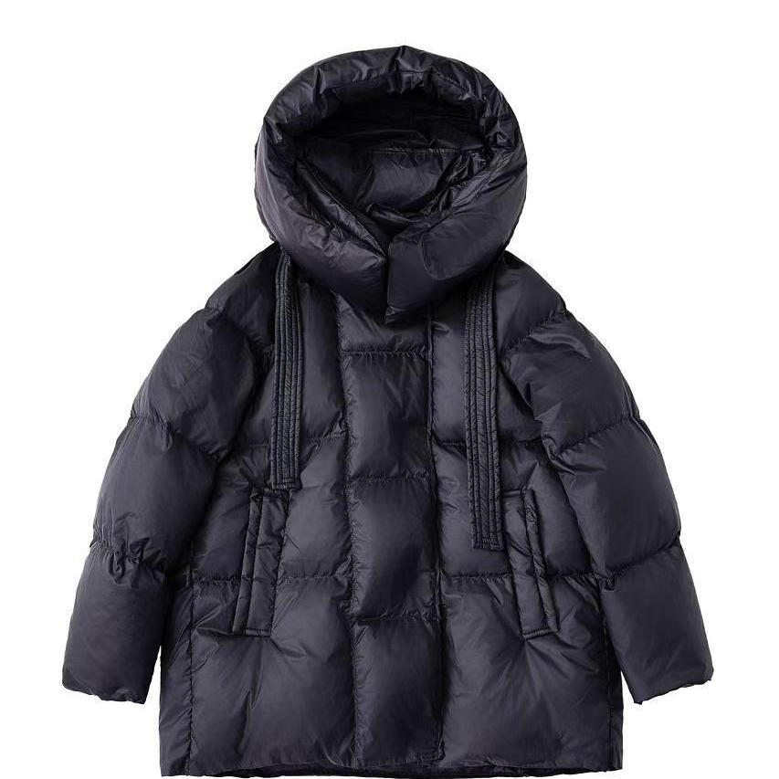 246316时尚短款飘带羽绒服