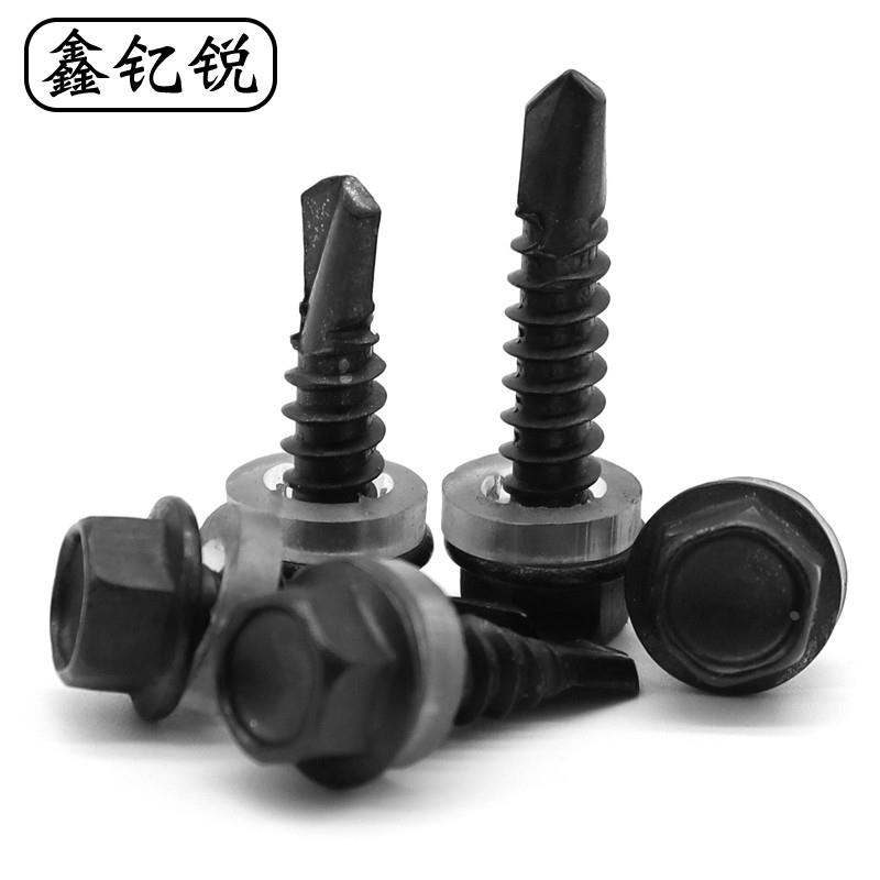 M4.2镀黑锌410不锈钢外六角钻尾螺丝螺钉M4.8 M5.5 M6.3*25x32x38