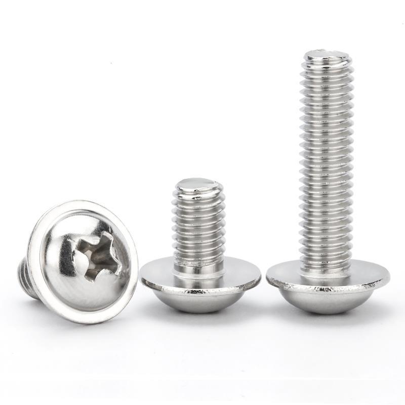 304不锈钢十字圆头自带垫片小螺丝钉带垫带介子螺钉M2M3M4M5M6M8