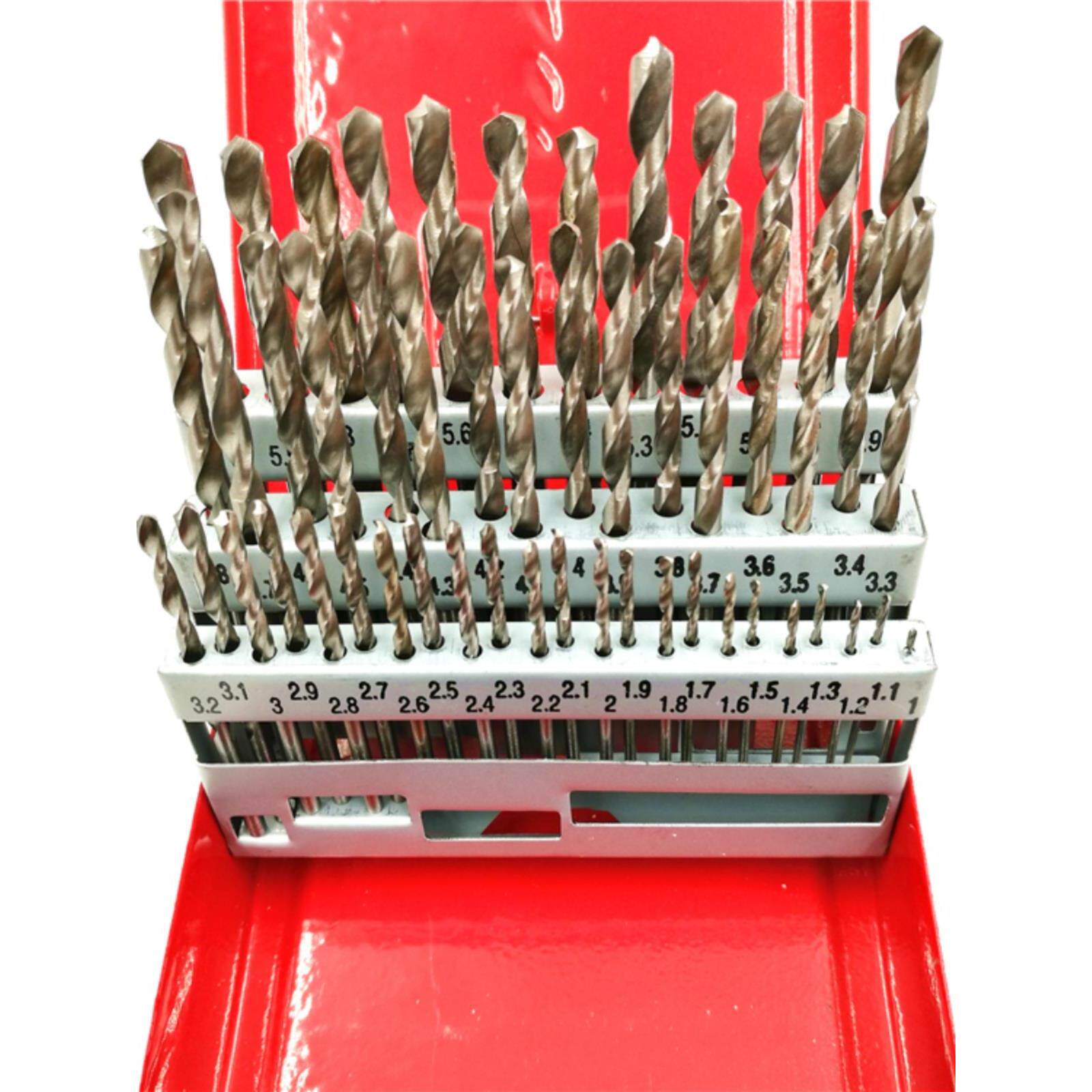 51件装直柄麻花钻头套装木工铝材塑料开孔白钢套装钻头钻咀 1-6mm