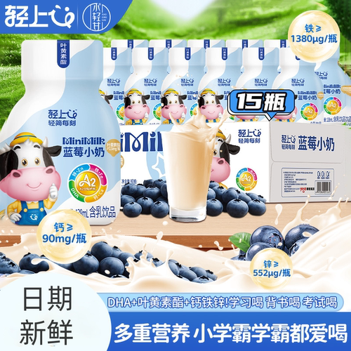 轻上DHA蓝莓小奶饮品含乳饮料学生早餐单瓶儿童牛奶饮品整箱装