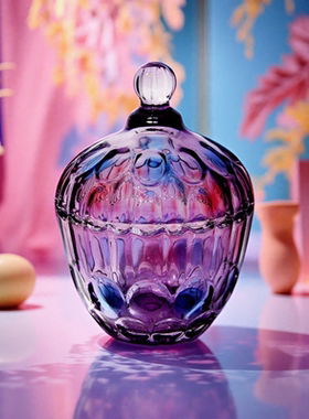 2025新款玻璃紫色糖果罐紫琉璃首饰收纳盒轻奢高颜值储物糖缸高档