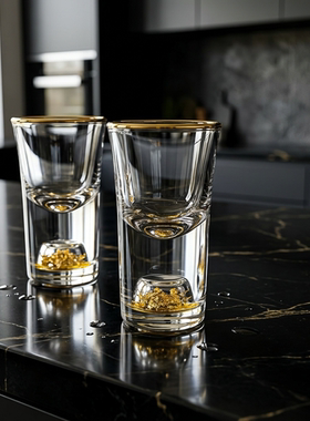 水晶玻璃金箔15ml毫升三钱酒盅白酒杯小酒杯3钱一口家用高端精致