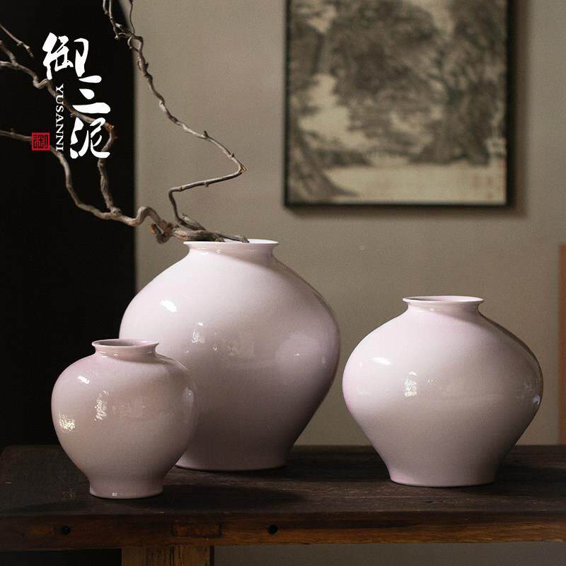 德镇花瓶陶瓷覆古花器摆件景花LUD盆大罐客厅中式花高级瓷器陶插