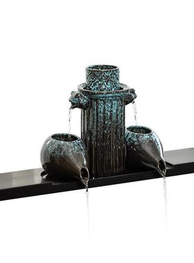 法养鱼缸古鱼2025.08.造景景观水循环流水陶罐出水口过滤器池鱼装