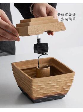现YMM公代简约方形流水摆件招财景观办乔室装饰循环喷客泉厅迁礼