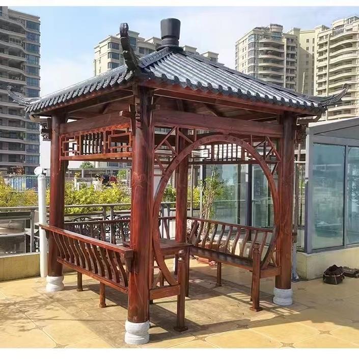 新中观凉式实木四角zh669亭子六角亭院庭景户外防腐木制仿古建别