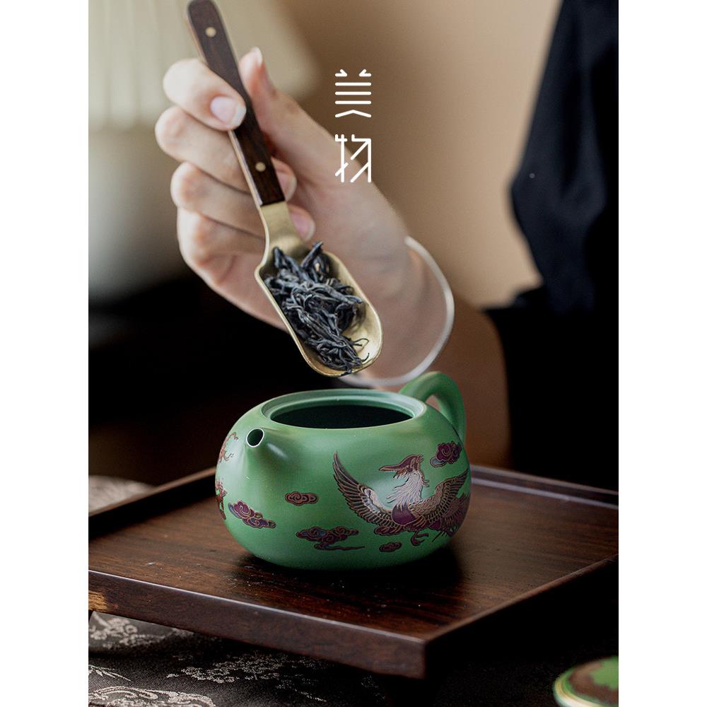 吴承志手工制作生矿物石紫砂本山绿原泥西壶龙凤家吉祥变色BXD茶