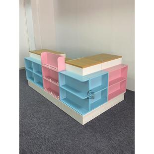 母婴店收银雷奥·布台小型店铺药文简具店现代转角便利约店浅柜蓝