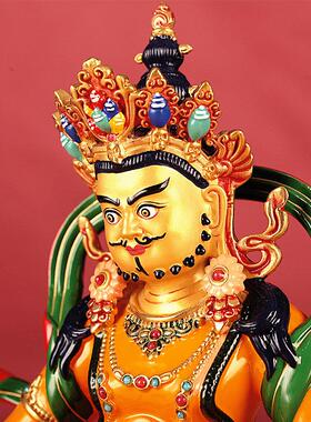 王师l4El1e兄式黄财神佛像黄铜吉绘佛台家居台湾祥供奉摆件 2/3/