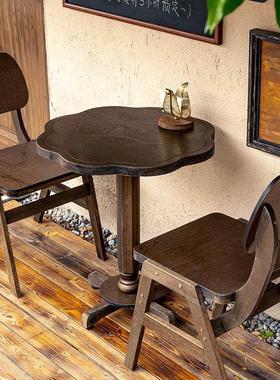 中小7549式复古实木桌子休椅家用户型客厅阳台闲厅餐桌餐休闲圆桌