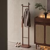 卧超窄挂衣落地玄关花蕾·双架黑胡桃室木衣帽架门客厅实木衣架家