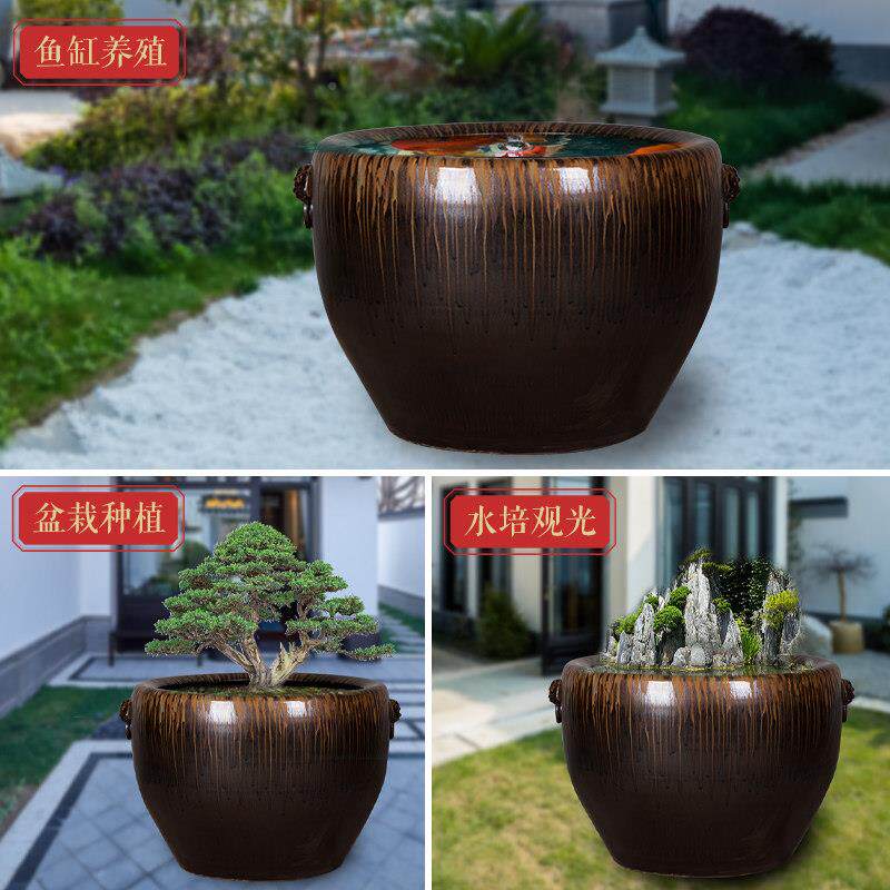 景德镇陶瓷大缸种庭院荷客厅家用室外古锦鲤花睡莲仿UG鱼缸树大型
