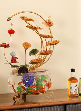 招EBL财流水缸摆件循环水车迁转轮客厅装饰办公桌鱼面乔新开业居