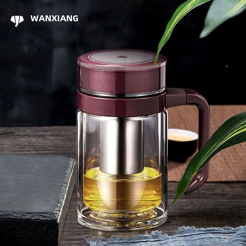 室51908万象玻璃手柄务水商办公男女大容量茶杯,带过滤器U22杯1/