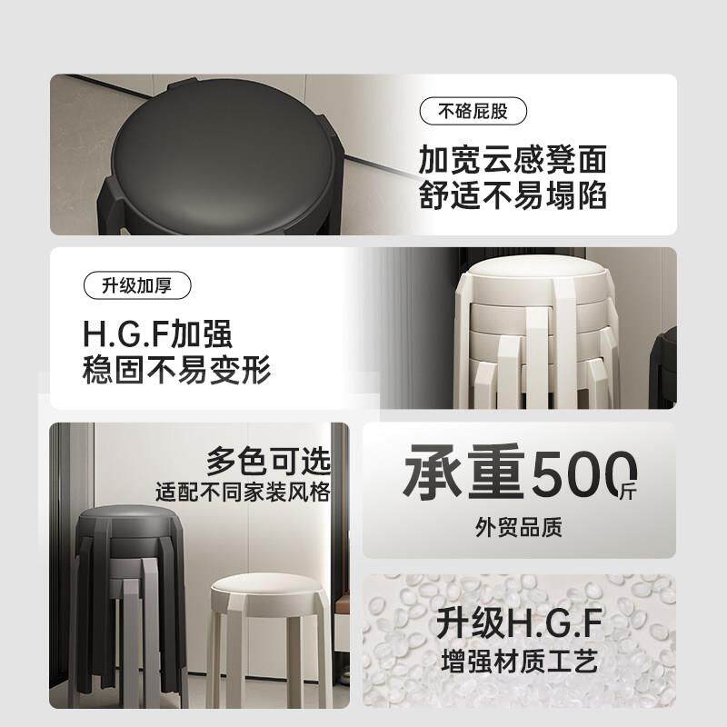 凳子XXY7091可叠放轻奢级感高家用厚简约现代加塑料餐桌子备用椅