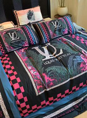 轻床奢潮牌床风水洗天丝四件套季床上用品冰丝PLX真丝滑被套单笠