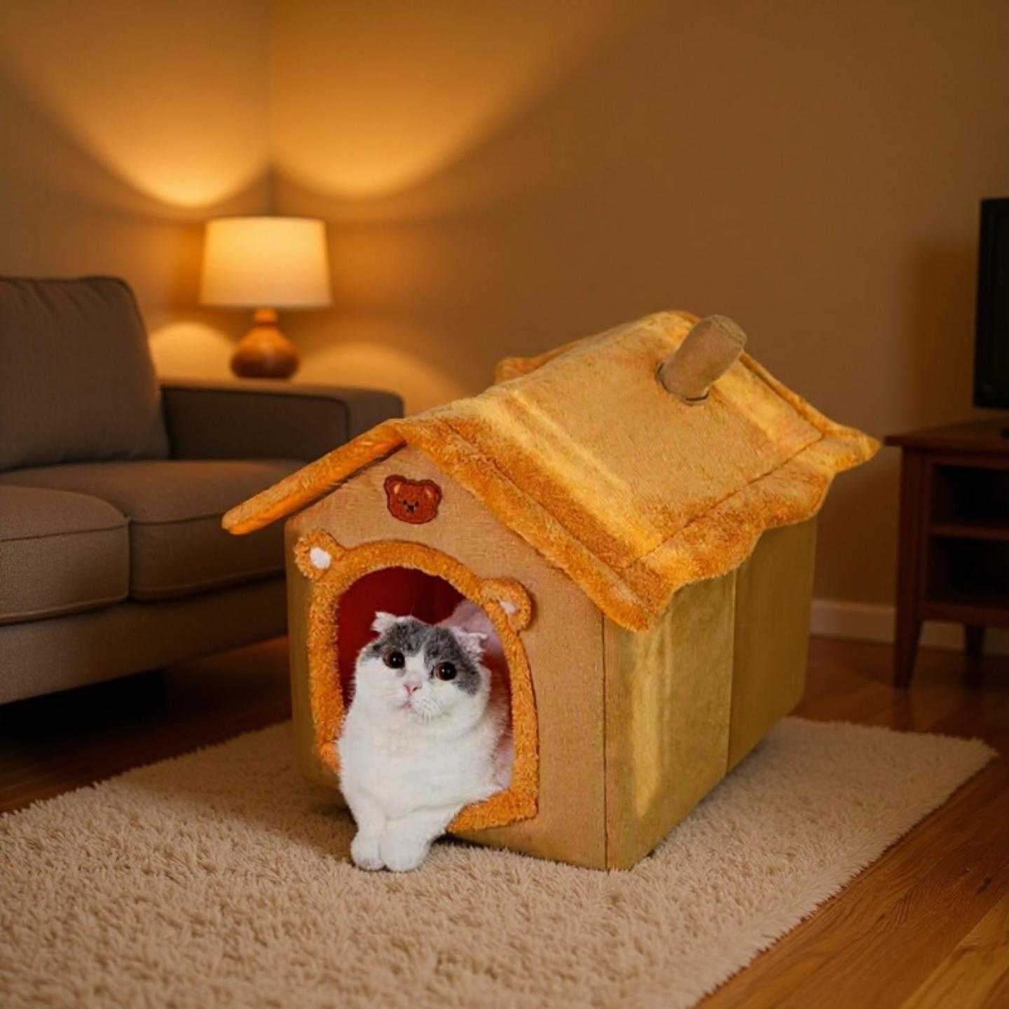 猫窝狗窝房子型四季通用小型犬泰迪冬季保暖可拆洗狗屋宠物床用品