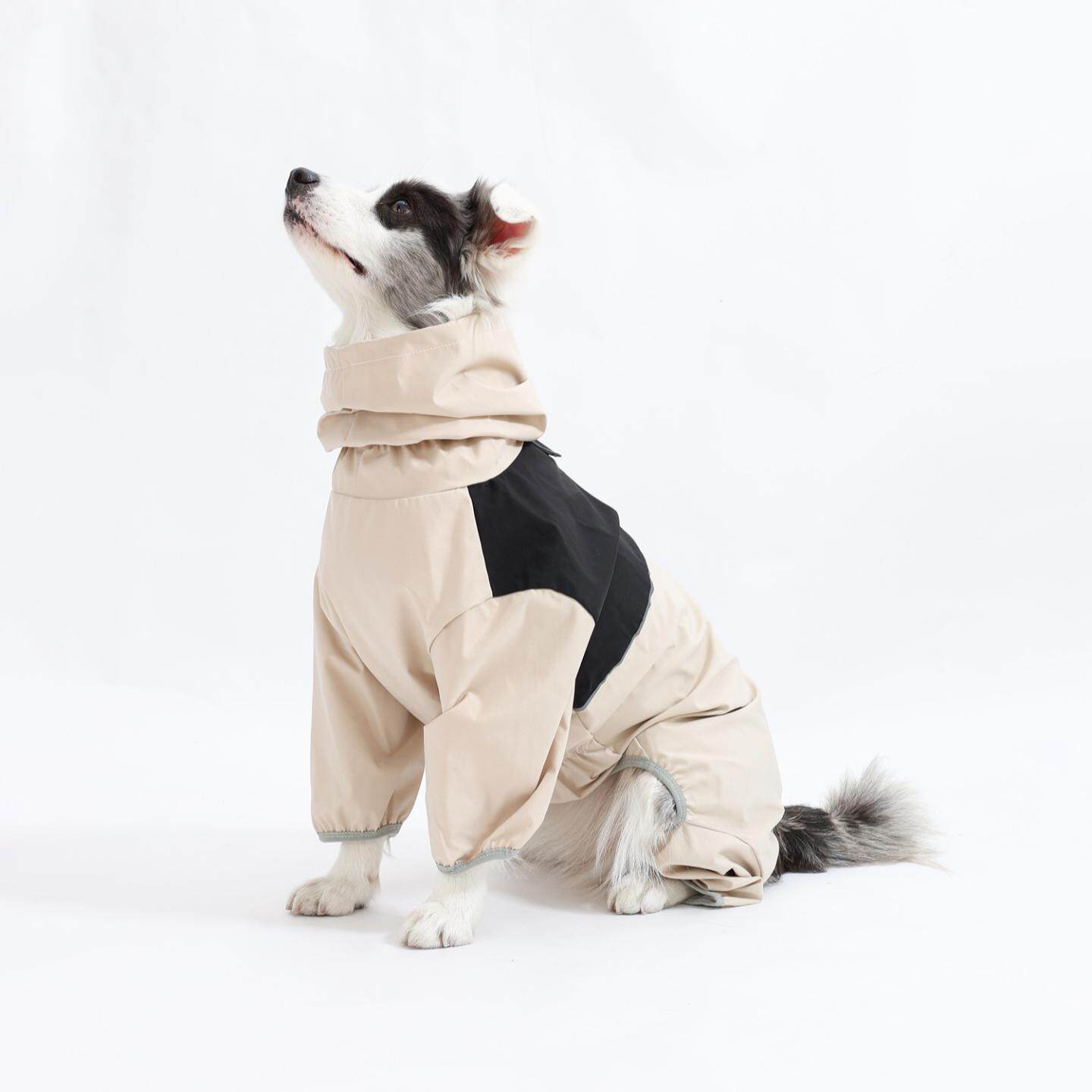 中大型犬边牧拉布拉多柴犬四脚衣冲锋衣防水防风狗狗衣服雨衣