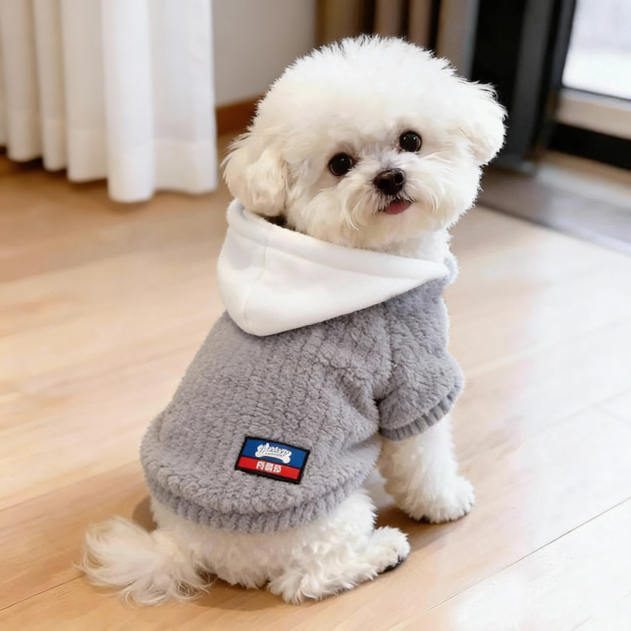 狗狗衣服冬季抽条带帽卫衣小型犬比熊泰迪雪奈瑞宠物猫咪保暖马甲