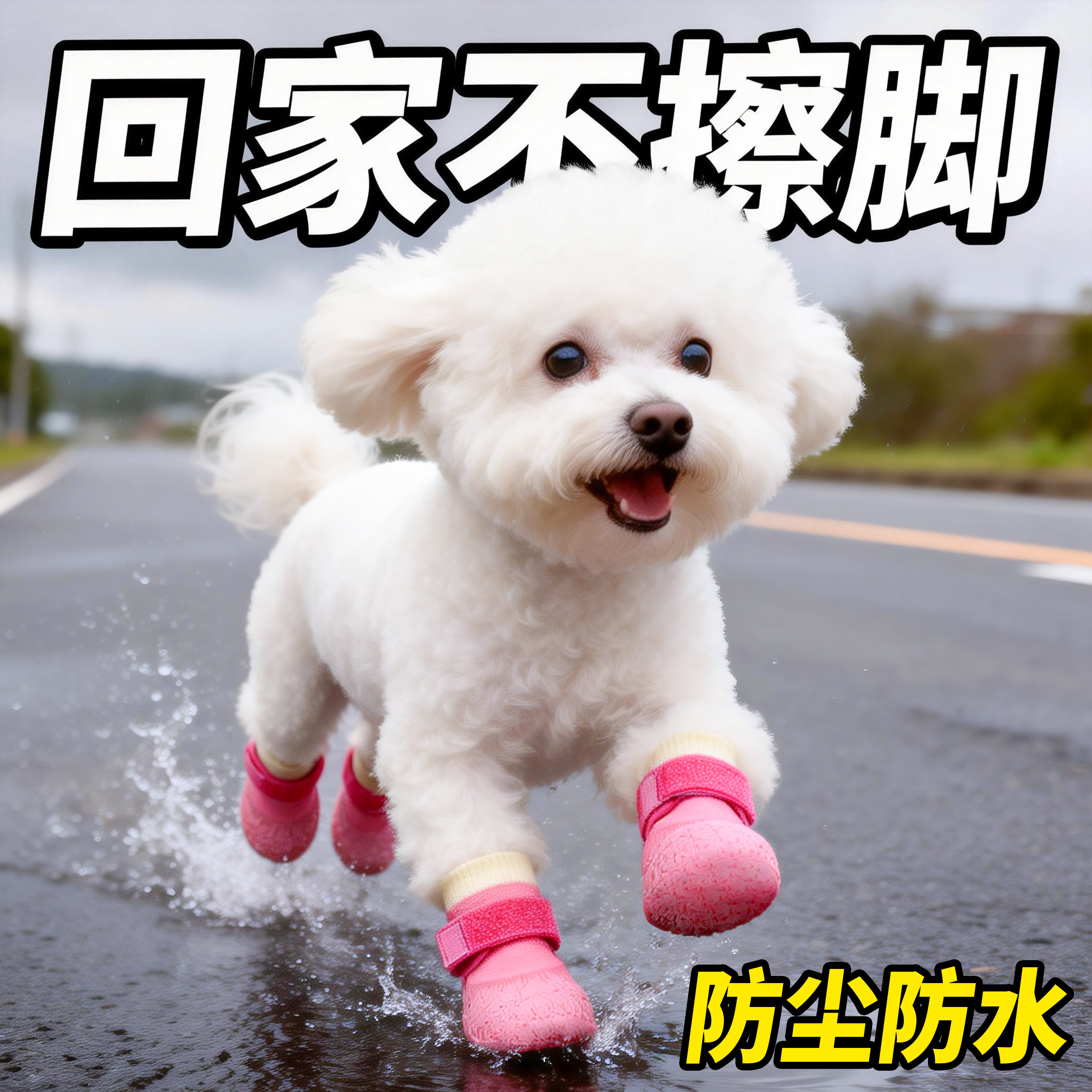 狗狗鞋子小型犬防水防脏脚套软底甩不掉防滑袜可调节宠物袜子透气