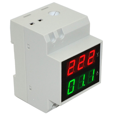。D52-2042 AC80-300V AC100A 双显导轨式交流数字电压表电流表包