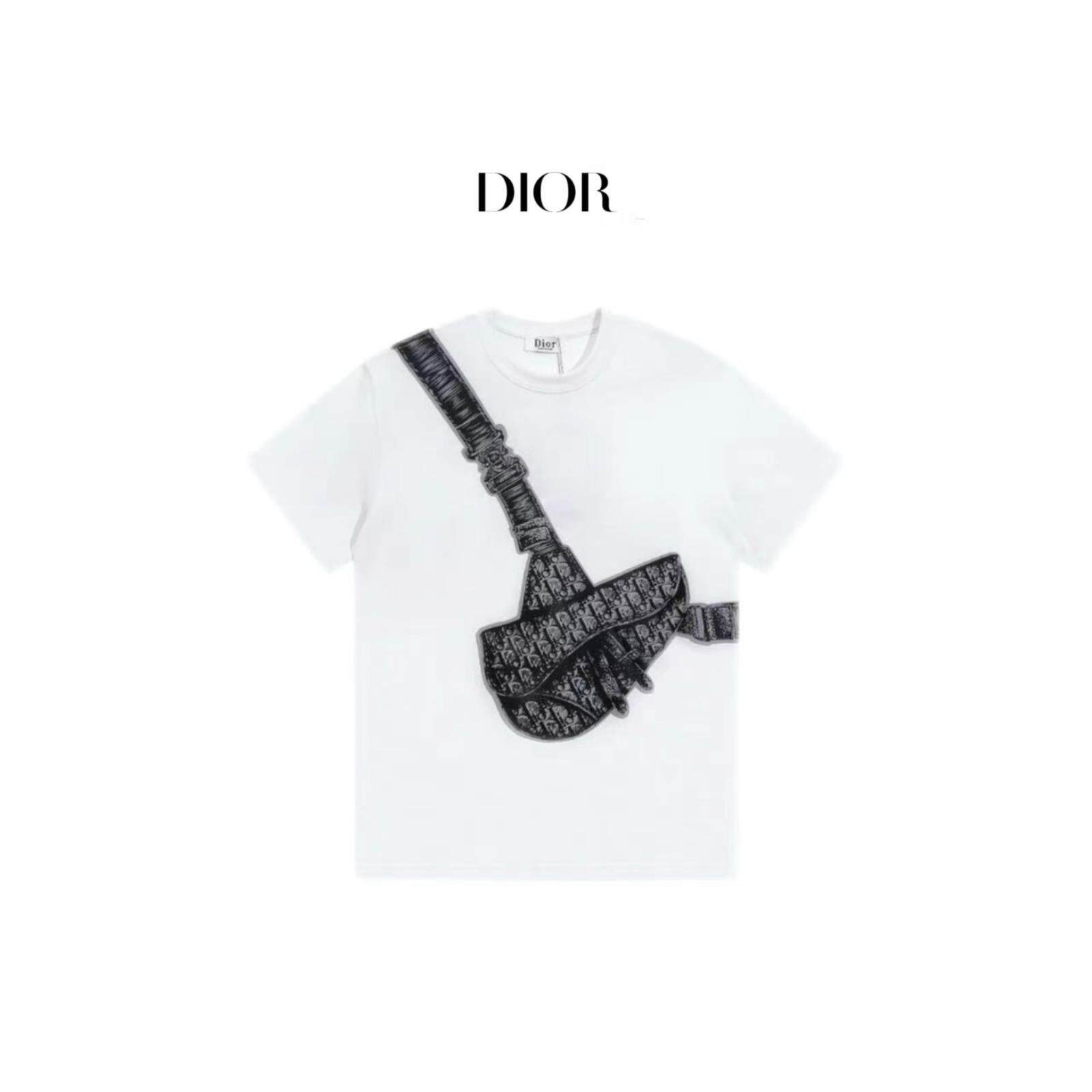 dior/迪奥 ss24经典新款斜跨马鞍包印花logo纯棉圆领短袖t恤