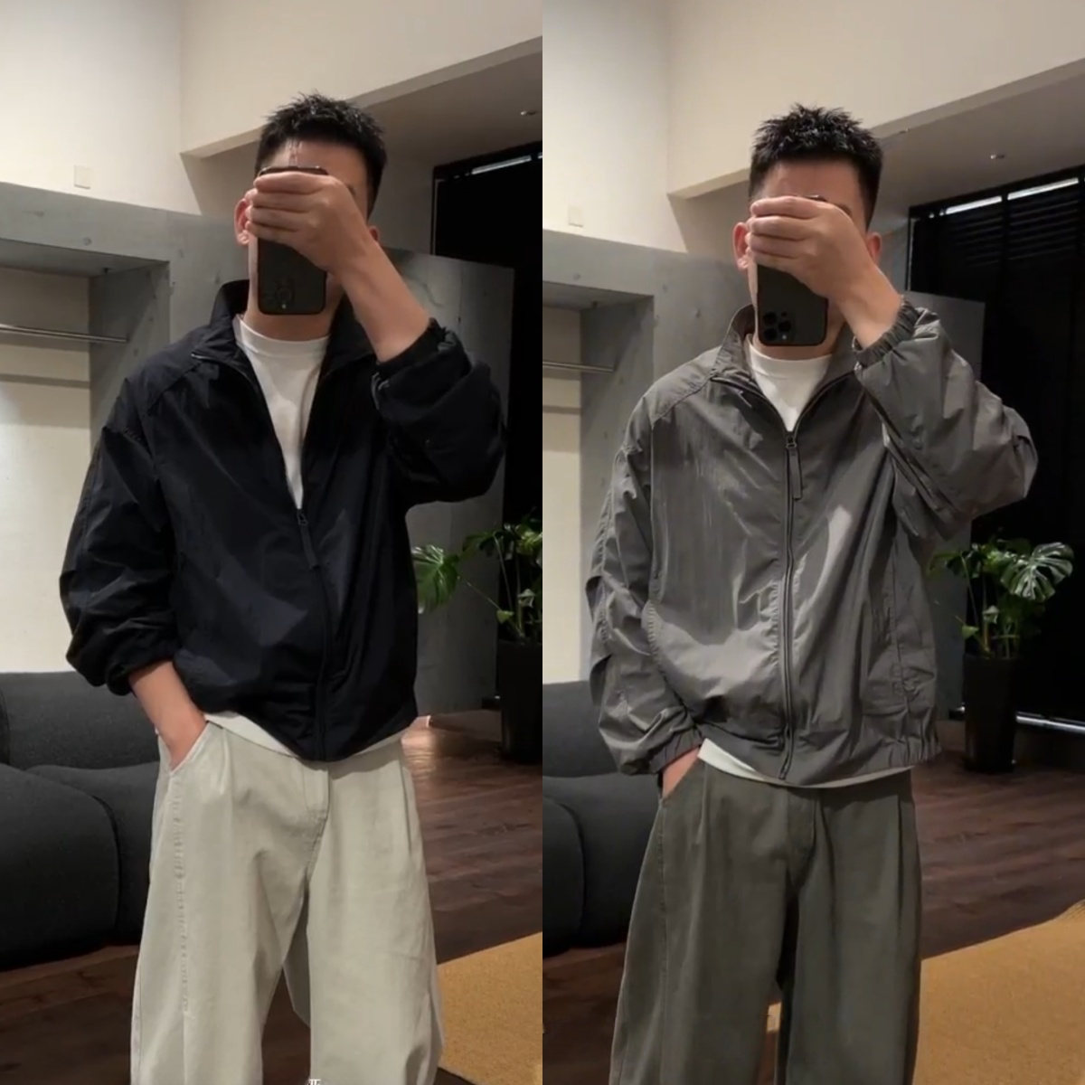 春夏季新款男日系立领透气薄款简约时尚潮流百搭纯色男装夹克外套