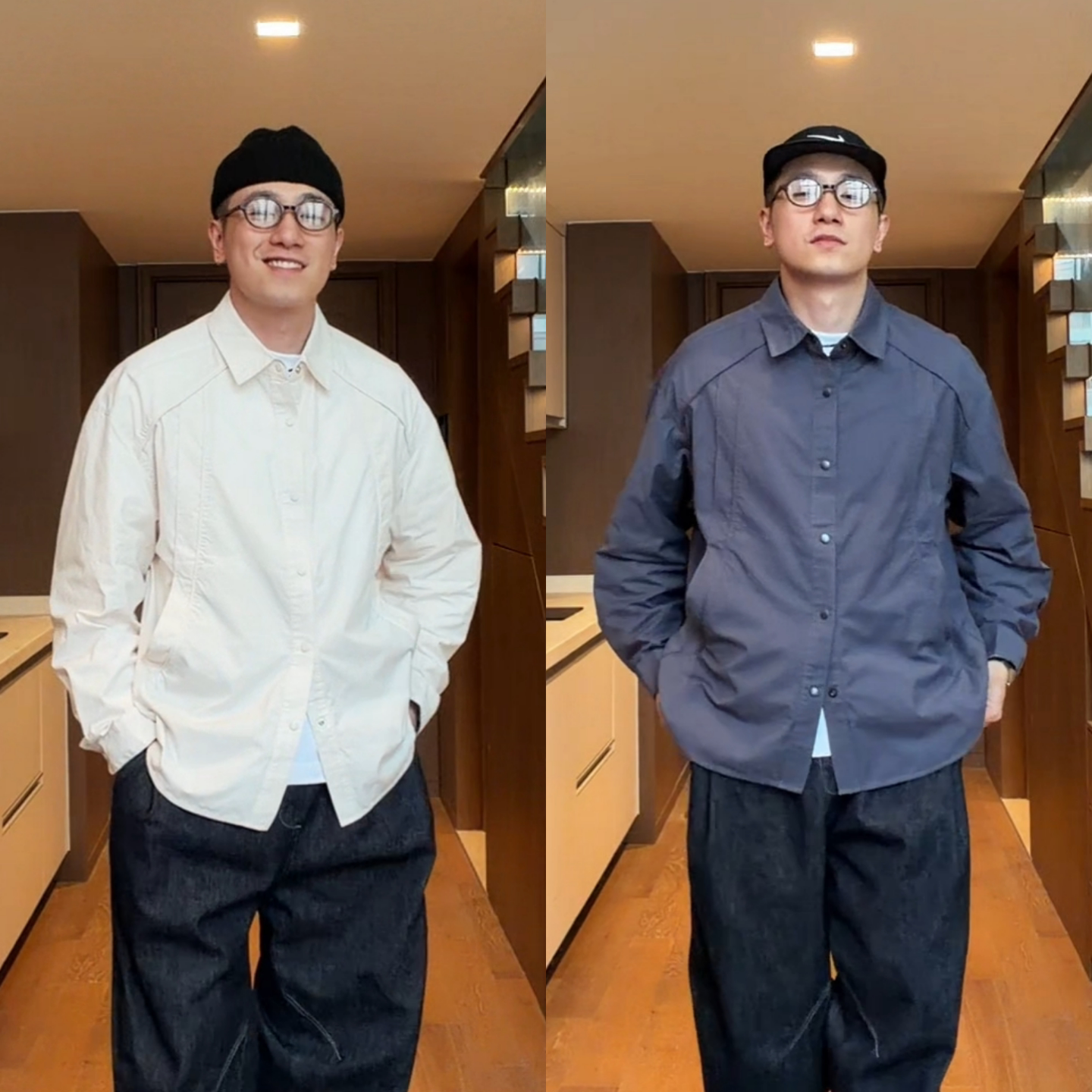 男士拼接休闲宽松舒适时尚潮流外套26ss气质百搭衬衫夹克秋季新款