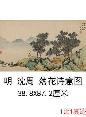 沈周落花诗意图复古书画山水人物