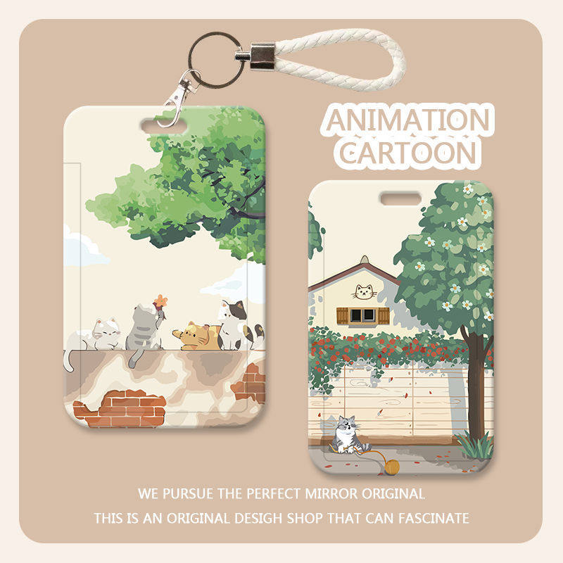 ins漫画猫咪学生校园卡饭卡套公交羊城通门禁工牌保护壳卡套挂绳,文具电教/文化用品/商务用品,卡套/证件套,淘宝优惠券,粉丝福利购,淘宝优惠卷