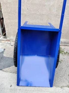 蓝色喷塑包边防锈工地手推车尖斗车老虎车防爆放扎实心轮推车