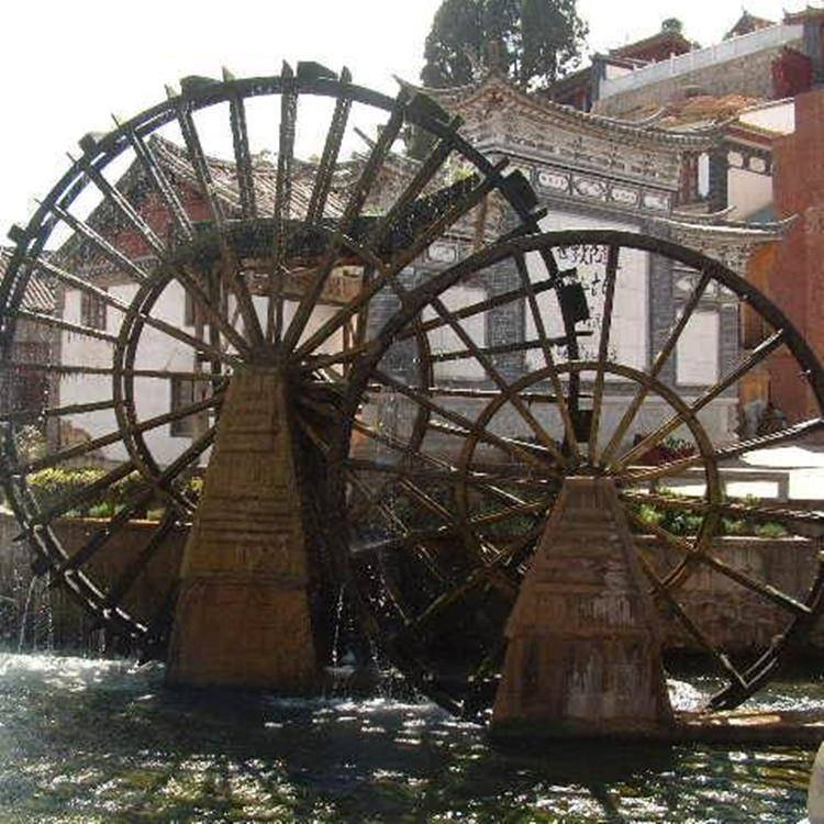 无穷大工厂制作十年老店防腐木水车景观大型户外电动旋转水车摆件