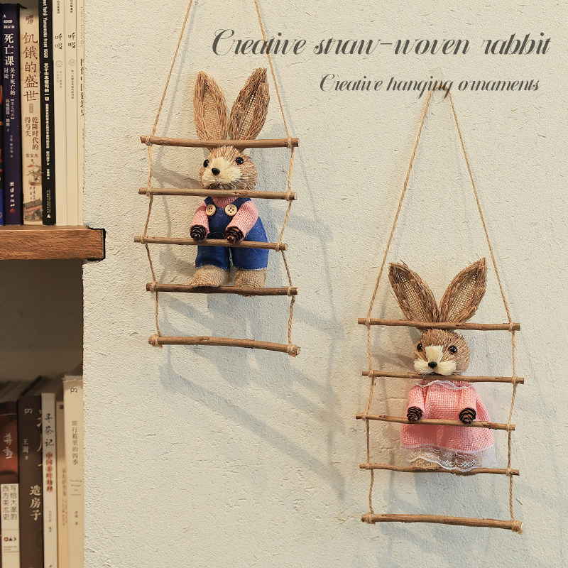 爬梯兔子草编幼儿园家居卡通装饰空中吊饰自然角挂件布置墙上壁饰,家居饰品,吊饰/挂饰,淘宝优惠券,粉丝福利购,淘宝优惠卷