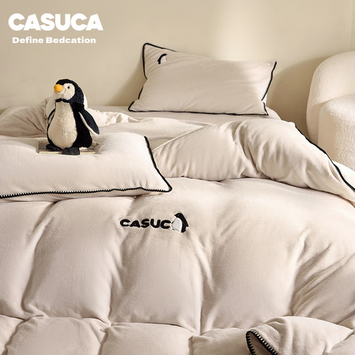 CASUCA暧噗噗牛奶绒床上四件套秋冬季加绒加厚保暖床笠被套抗静电